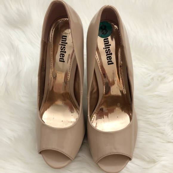 Unlisted Patent Blush Peep Toe Platform Heels - Picture 5 of 8